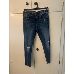 Zara Woman Distressed Ankle Raw Hem Skinny Jeans Size‎ 6